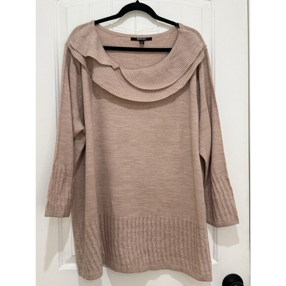 Briggs Plus Sz 3X Sweater Pink Rose Color Long Sleeve Open Front Knit Collar - Picture 1 of 8